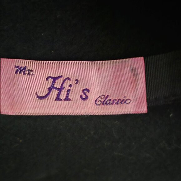 Mr Hi's Classic Vintage Black Wool Hat with Velour Band, Women's Small - Picture 8 of 9